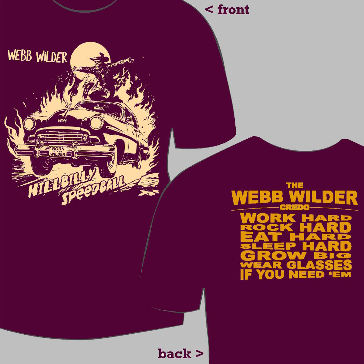 Webb Wilder - Our New Maroon Hillbilly Speedball T-Shirt